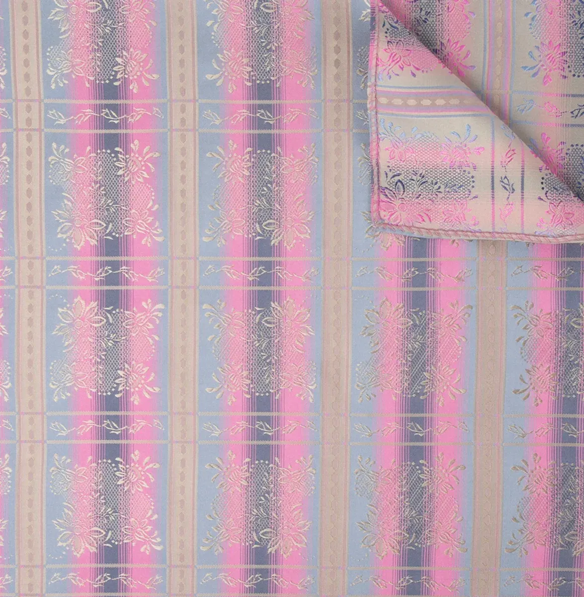 Silkeskjerf - Maria, lys rosa/blått