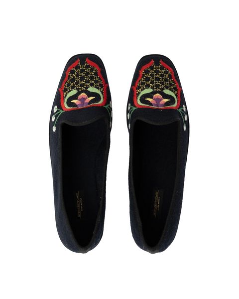 Hovedbilde  Ballerina i ull m/brodering- rød, gull, lilla