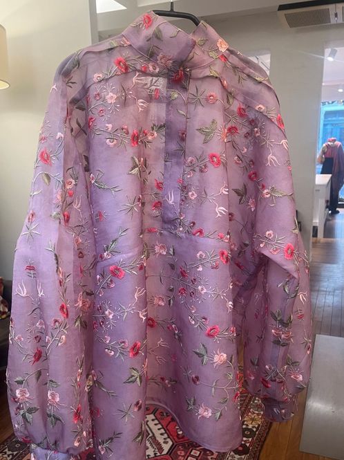 Hovedbilde Lavendelrosa to lags silkeorganza bluse med ...